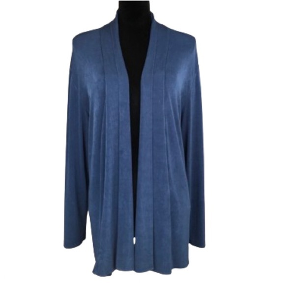 Chico's Sweaters - Chico’s Traveler's Open Front Cardigan Slinky Stretchy Blue Women’s Size 16